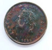 George IV 1826 copper penny, laureate head, Britannia reverse, toned with some lustre, VF-EF,