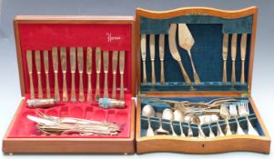 Two bronze or similar canteens of cutlery