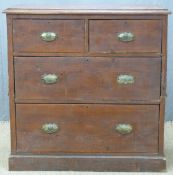 Pine chest of two over two drawers, W112 x D53 x H113cm