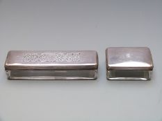 Two Georgian hallmarked silver lidded glass containers, London 1819 maker John Douglas, length of