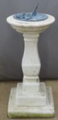 Classical style garden sundial on baluster shaped square column, height 101cm