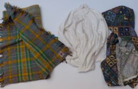 Scottish Munro spun wool blanket, Edwardian smock and Liberty curtain