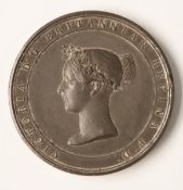 Queen Victoria Coronation commemorative medal coin in base metal, 64mm diameter