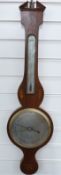 Cattelli & Co, Hereford Georgian wheel barometer with silvered dial and thermometer scale, the