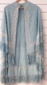 Possibly Edwardian shawl with beaded and embroidered decoration
