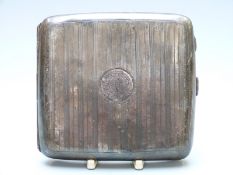 Hallmarked silver cigarette case, Birmingham 1942, width 9cm, weight 110g