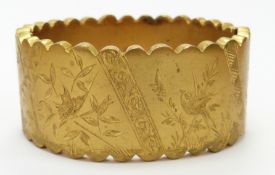 Victorian pinchbeck bangle with aesthetic decoration