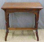 19thC or early 20th century mahogany fold over games or card table, L76 x D40 x H74cm