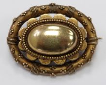 Victorian mourning brooch dated 1894, width 3.2cm, length 2.5cm