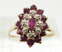 A 9ct gold ring set with rubies and diamonds (size M)
