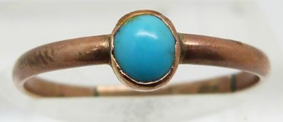 Edwardian rose gold ring set with a turquoise cabochon (size M)