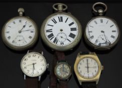 Six various wrist and pocket watches including a George Parsons of Bristol sterling silver