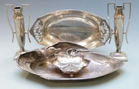 Art Nouveau silver plated bowl with bird to rim and sailing boats to base, Vienna Secessionist style