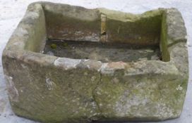 D end natural stone garden trough, L67 x W66 x H32cm