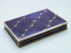 Purple guilloché enamel hallmarked silver trinket box marked Sterling 935 and with import marks