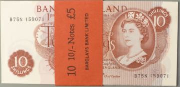 Ten Fforde banded 10 shilling notes, uncirculated, B75M 159071-159080