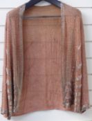 Art Deco embroidered and silver sequinned peach coloured ladies jacket