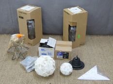 Two boxed Ikea Jonsbro Barby table lamps with further assorted light shades and fittings