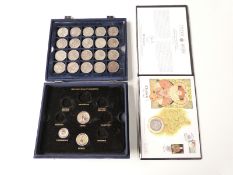 A silver coin first day cover commemorating the Tudor Reign, Elizabeth I, together with twenty