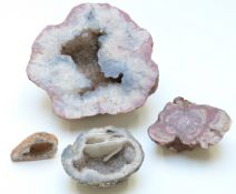 Four quartz geodes