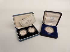 1989 Royal Mint silver proof £2 two-coin set, cased with certificate, together with a cased 50