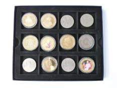 Twelve various modern commemorative crowns, includes gold plated Titanic £5 etc