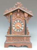 Late 19th / early 20th century mantel cuckoo clock with label verso Tentonia Clock Manufactory No: