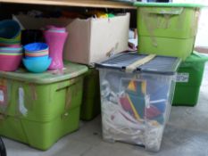 Large quantity of bunting, flowers, plastic cups, beach balls etc, suitable for a party