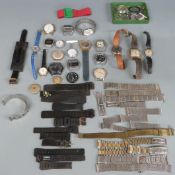 A collection of wrist watches and watch parts including Roraty military style example, Ross,