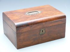 Victorian walnut workbox or jewellery box with lift out compartmentalised tray, width 30cm