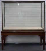 Early to mid 20thC mahogany and bronze museum or similar display cabinet with doors to each end,