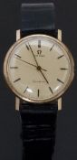 Omega 9ct gold gentleman's wristwatch ref. 131.25016 with black hands and baton markers, gold