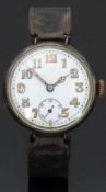 Gentleman's silver military style wristwatch with subsidiary seconds dial, luminous hands and Arabic