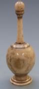 An early 19thC turned bone pedestal glove powderer/ powder dispenser in four screw together