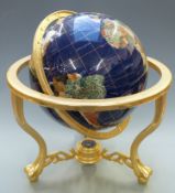 Pietra Dura inlaid globe, height 44cm