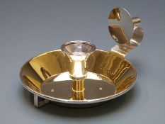 Walter Vernon modern hallmarked silver chamber stick with gilt interior and feature hallmarks