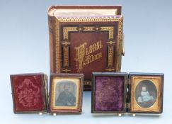 Two 19th century Daguerreotype or similar early photographs in travelling cases together with a