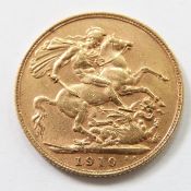 Edward VII 1910 gold full sovereign
