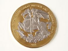Super size Britannia to commemorate the Queen's Diamond Jubilee, gold layered, 89mm diameter,