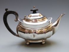 Mappin & Webb George V hallmarked silver bachelor's teapot, Birmingham 1918, length 23cm, weight