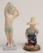 Two Royal Doulton child figures To Bed and River Boy, tallest 15cm