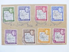 Falkland Islands Dependencies 1946-49, set of eight on cover including 1/2d black and green