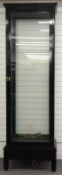 Ex Superdry tall glazed display cabinet or shopfitting / haberdashery cabinet with gloss black