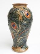 Moorcroft pedestal vase decorated in the Phoenix pattern, dated 96 and signed JH to base, H28cm