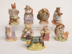 Nine Royal Albert Beatrix Potter figures including John Joiner, Jeremy Fisher etc, most boxed