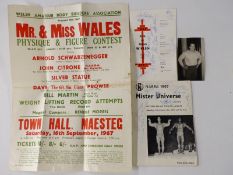 Welsh body building 1967 poster, signed programme for the event including Arnold Schwarzenegger