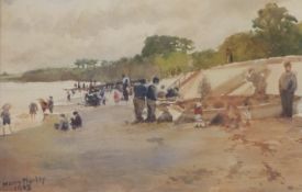 Harry Morley (1881-1427) watercolour of a beach scene, signed and dated 1903 lower left, 17 x 23cm