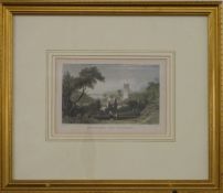 Antique print Berryharbor, Ilfracombe, 12 x 18cm, in gilt frame
