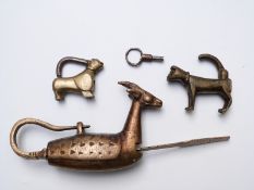 Three Oriental brass locks