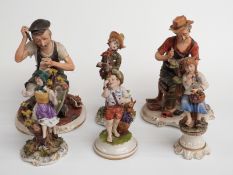 Six Capodimonte figures including two cobblers, H25cm